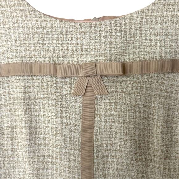 1990s Vintage Tweed Mini Dress Short Sleeve Ribbon & Bow Detail Size 6 Coquette - Picture 4 of 16